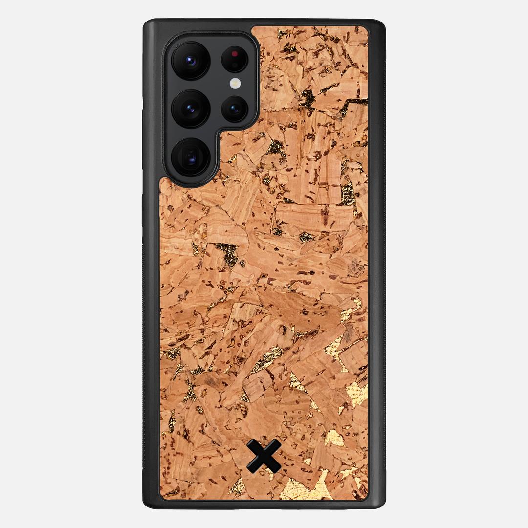 Gold Cork Case for the Samsung Galaxy S22 Ultra featuring a Genuine Cork backer with the Keyway X Mark#Phone Model_Galaxy S22 Ultra