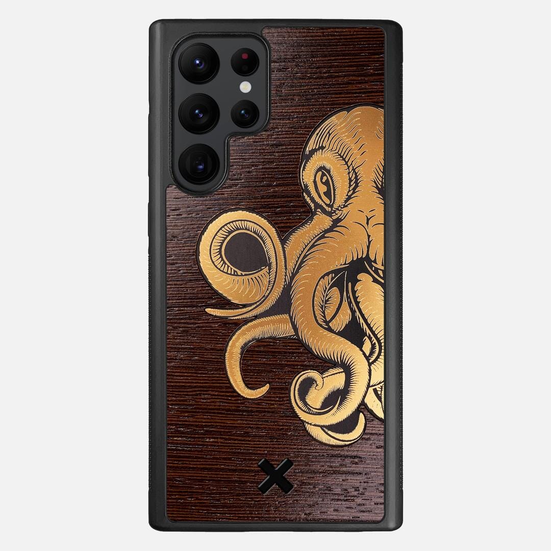 Kraken 2 Case for the Samsung Galaxy S22 Ultra featuring an Engraved Gold and Wenge Wood backer with the Keyway X Mark#Phone Model_Galaxy S22 Ultra