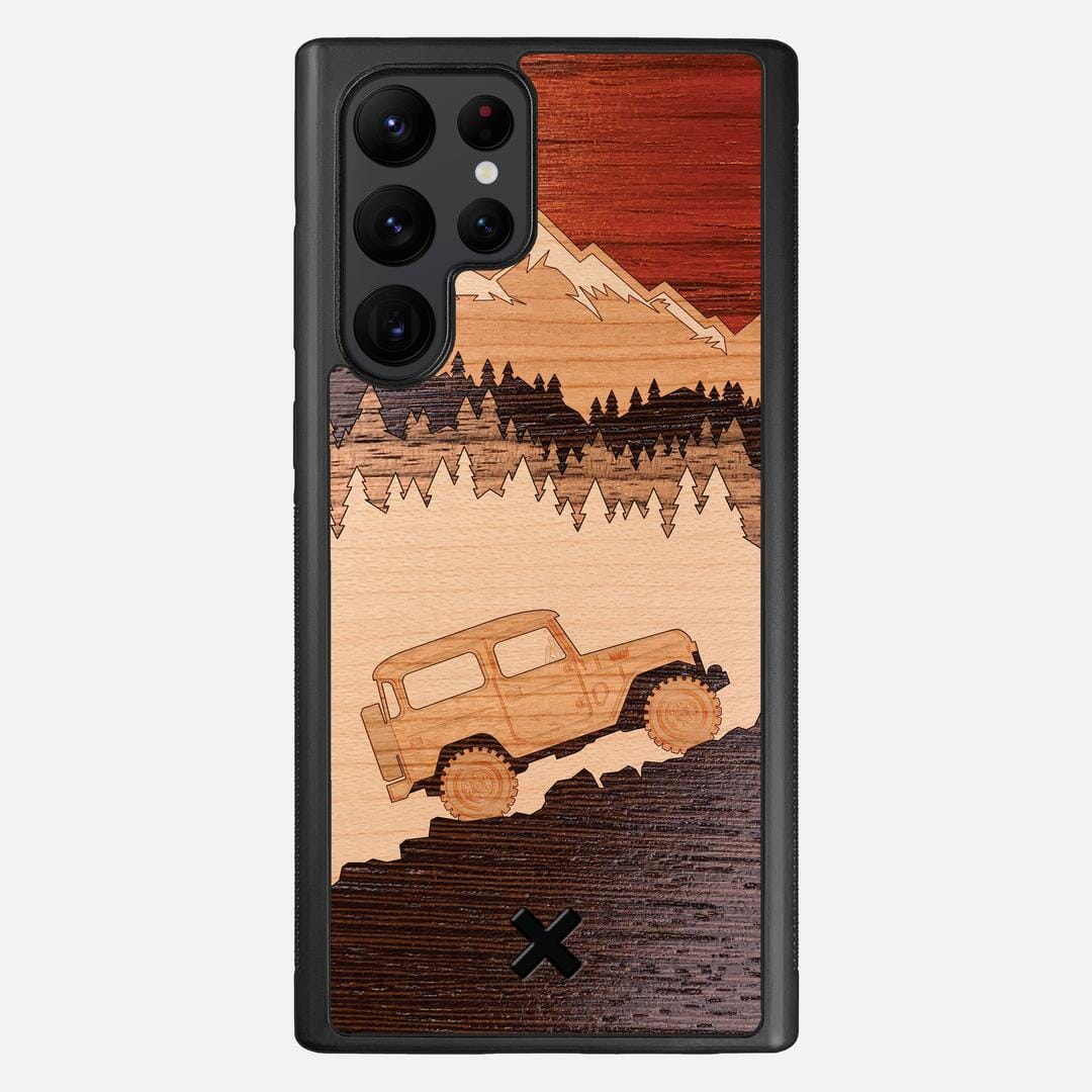 Off-Road Case for the Samsung Galaxy S22 Ultra featuring a Padauk, Cherry, Maple, and Walnut Wood backer with the Keyway X Mark#Phone Model_Galaxy S22 Ultra