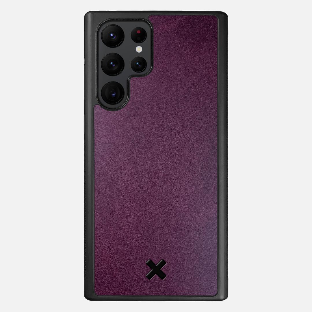 Plum Leather Case for the Samsung Galaxy S22 Ultra featuring a Genuine Leather backer with the Keyway X Mark#Phone Model_Galaxy S22 Ultra