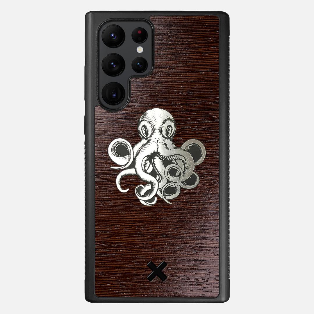 Prize Kraken Case for the Samsung Galaxy S22 Ultra featuring an Engraved Silver and Wenge Wood backer with the Keyway X Mark#Phone Model_Galaxy S22 Ultra