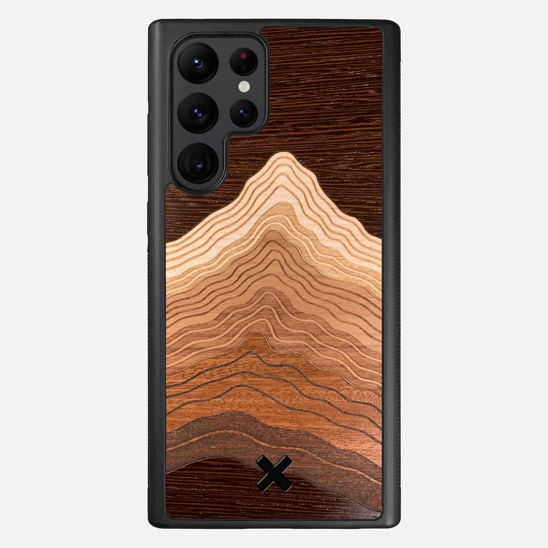 Summit Case for the Samsung Galaxy S22 Ultra featuring a mountain of Wenge, Maple, Cherry, and Sapele Wood backer with the Keyway X Mark#Phone Model_Galaxy S22 Ultra
