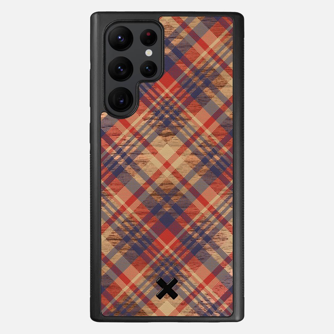 Tartan Case for the Samsung Galaxy S22 Ultra featuring a UV Printed Walnut Wood backer with the Keyway X Mark#Phone Model_Galaxy S22 Ultra
