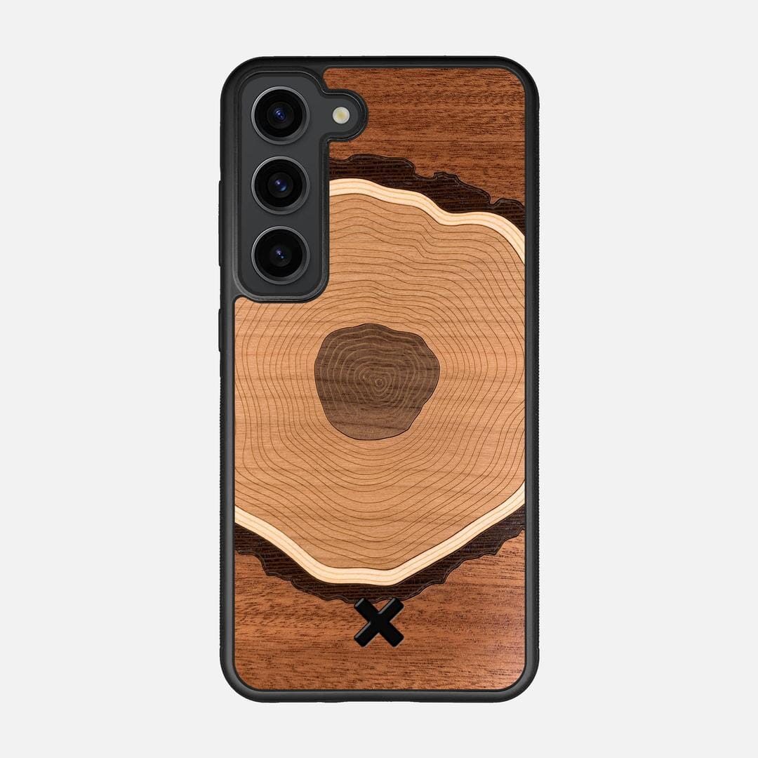 Arbor Case for the Samsung Galaxy S23 featuring a Sapele, Wenge, Maple, Cherry, and Walnut Wood backer with the Keyway X Mark#Phone Model_Galaxy S23