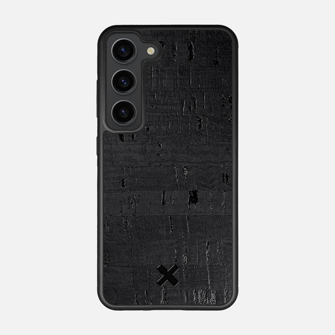 Black Cork Case for the Samsung Galaxy S23 featuring a Genuine Cork backer with the Keyway X Mark#Phone Model_Galaxy S23