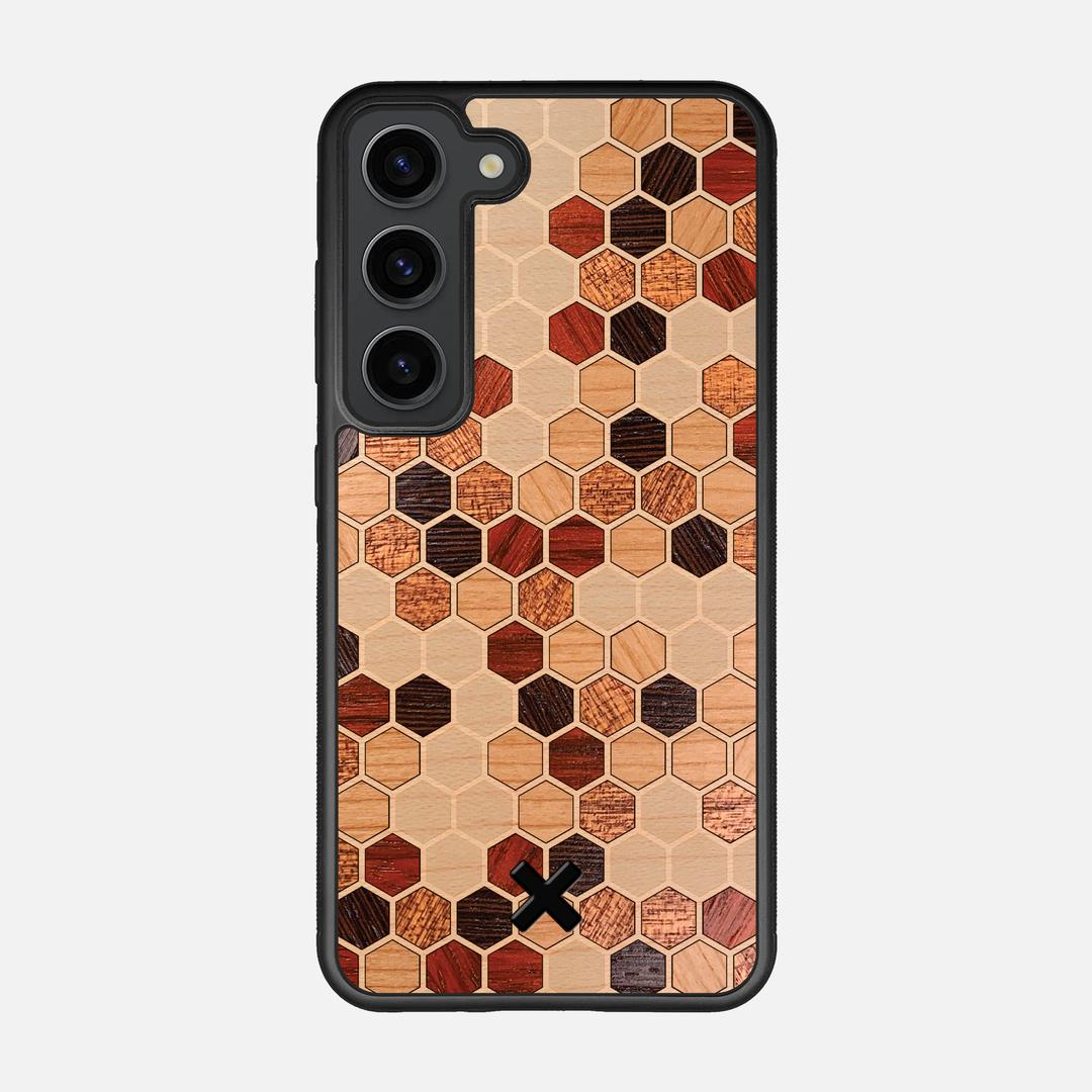 Cellular Case for the Samsung Galaxy S23 featuring a Maple, Cherry, Sapele, Padauk, and Wenge Wood backer with the Keyway X Mark#Phone Model_Galaxy S23