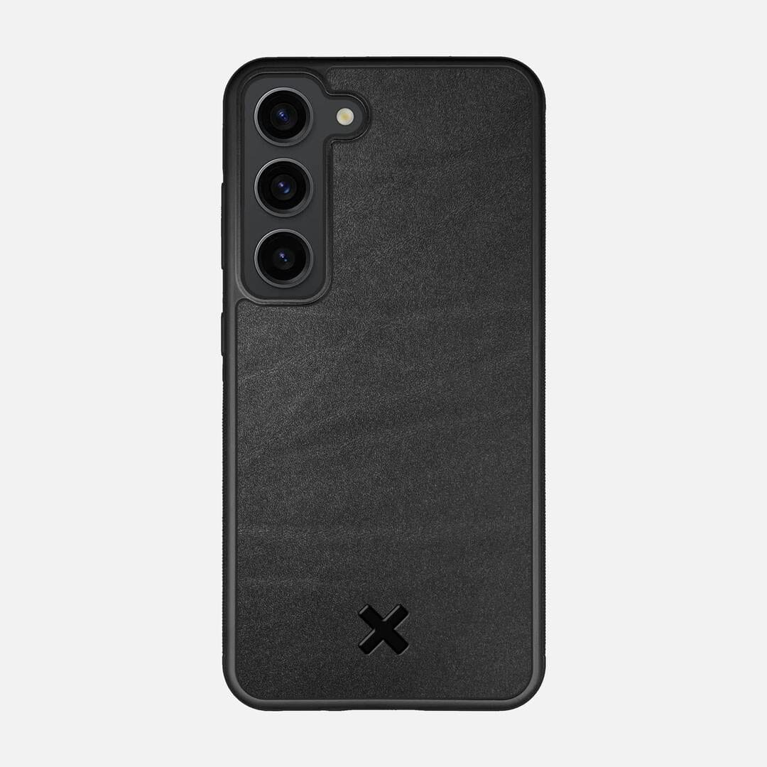 Charcoal Leather Case for the Samsung Galaxy S23 featuring a Genuine Leather backer with the Keyway X Mark#Phone Model_Galaxy S23