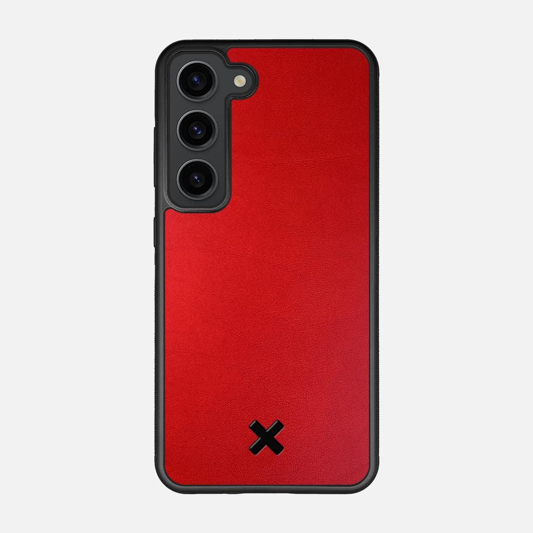 Crimson Leather Case for the Samsung Galaxy S23 featuring a Genuine Leather backer with the Keyway X Mark#Phone Model_Galaxy S23