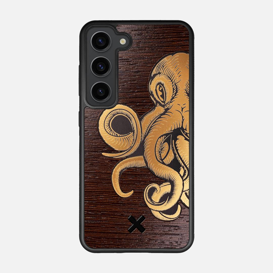 Kraken 2 Case for the Samsung Galaxy S23 featuring an Engraved Gold and Wenge Wood backer with the Keyway X Mark#Phone Model_Galaxy S23