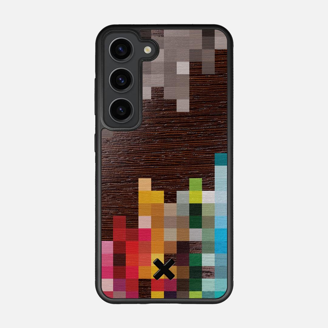 Pixelation Case for the Samsung Galaxy S23 featuring a UV Printed Wenge Wood backer with the Keyway X Mark#Phone Model_Galaxy S23