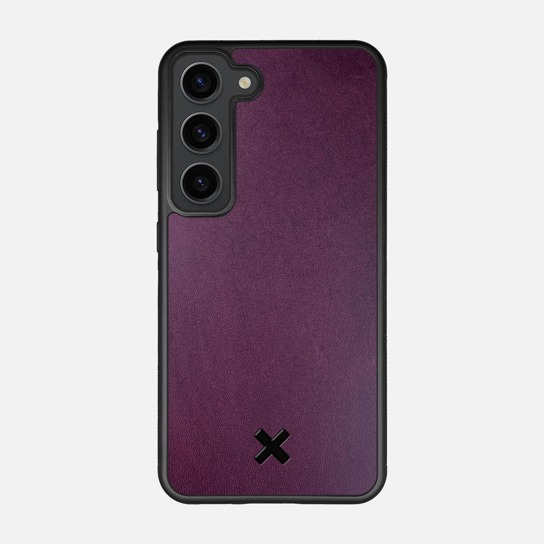 Plum Leather Case for the Samsung Galaxy S23 featuring a Genuine Leather backer with the Keyway X Mark#Phone Model_Galaxy S23