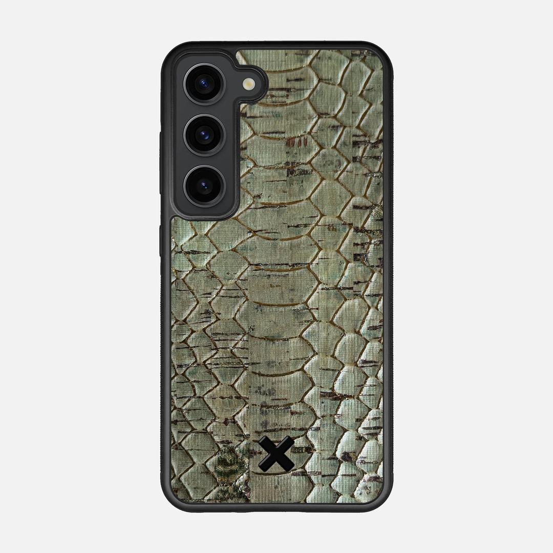 Python Cork Case for the Samsung Galaxy S23 featuring a Genuine Cork backer with the Keyway X Mark#Phone Model_Galaxy S23