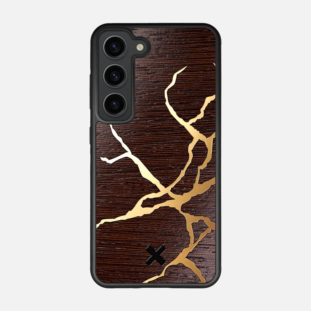 Restore Case for the Samsung Galaxy S23 featuring a Gold and Wenge Wood backer with the Keyway X Mark#Phone Model_Galaxy S23