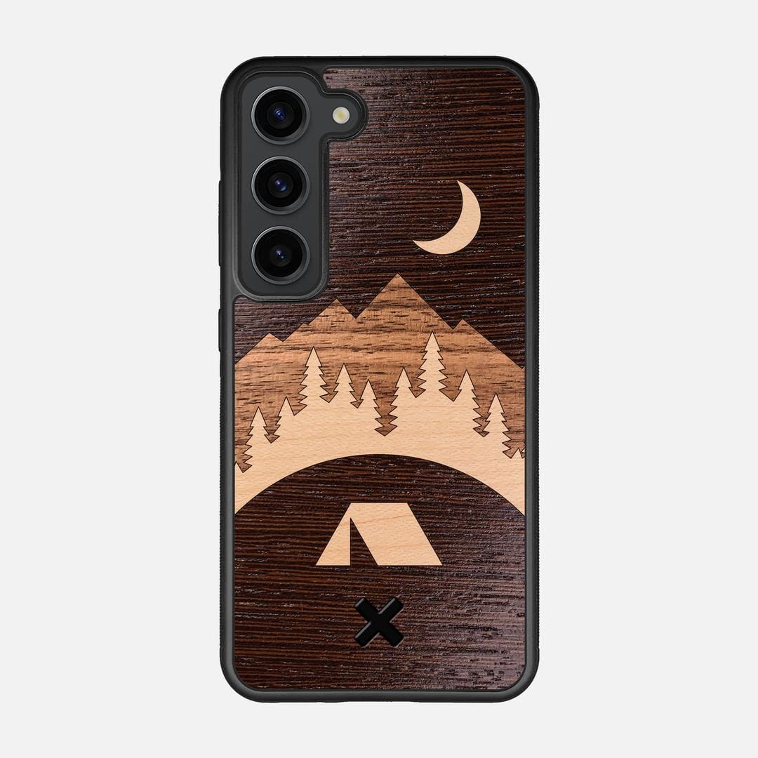 Woodland Case for the Samsung Galaxy S23 featuring a Wenge, Maple, and Walnut Wood backer with the Keyway X Mark#Phone Model_Galaxy S23