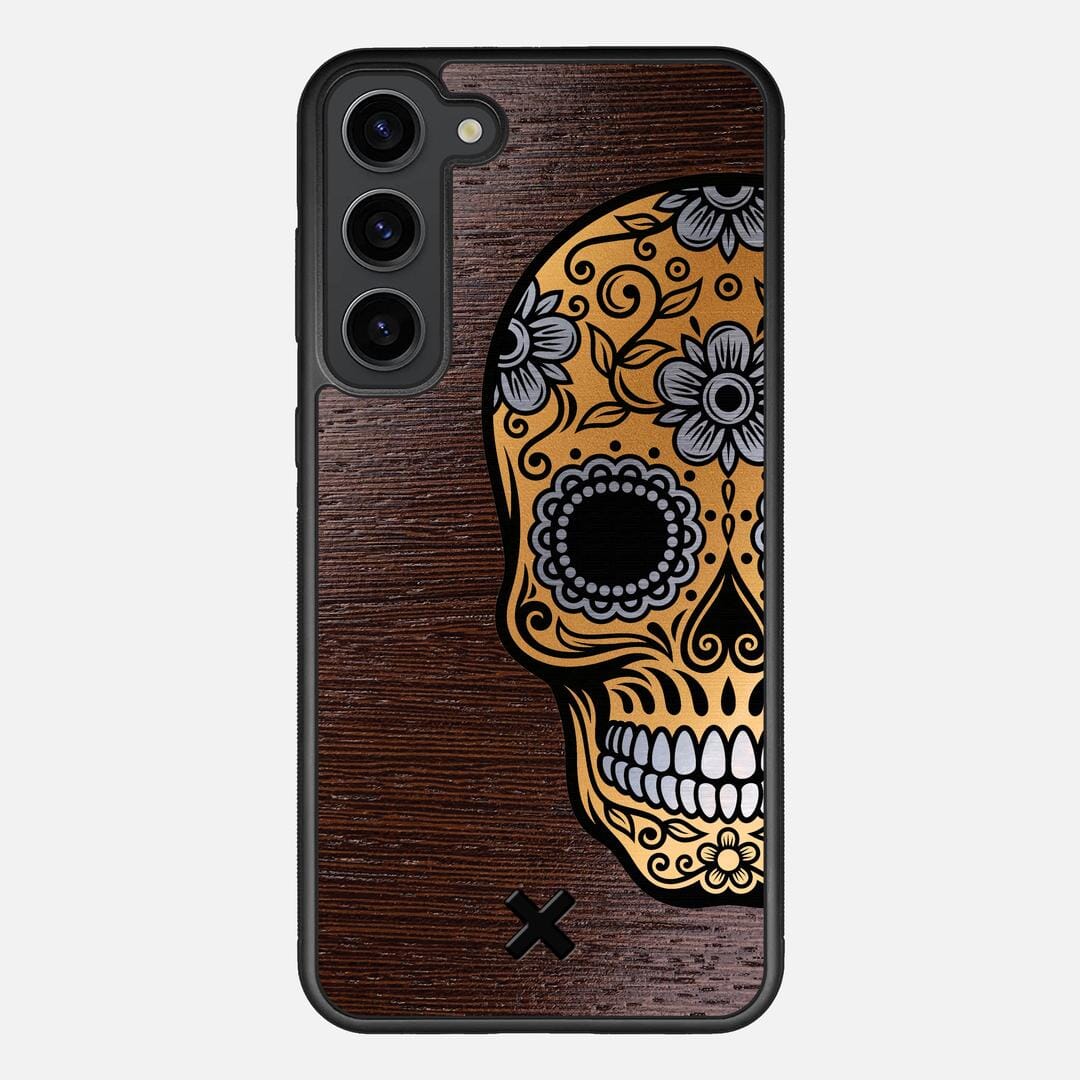 Calavera Case for the Samsung Galaxy S23 Plus featuring an Engraved Gold and Wenge Wood backer with the Keyway X Mark#Phone Model_Galaxy S23 Plus