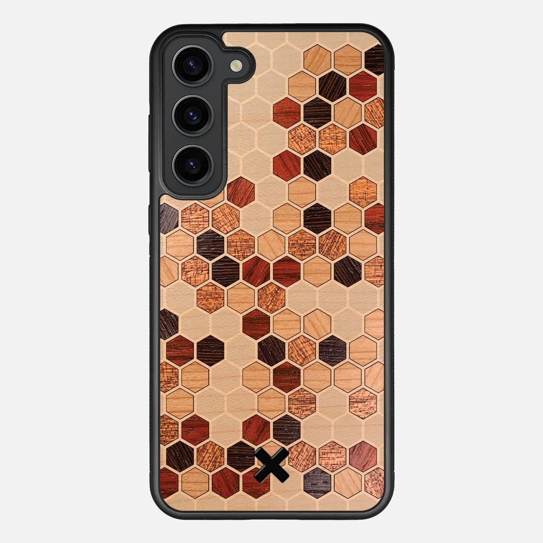 Cellular Case for the Samsung Galaxy S23 Plus featuring a Maple, Cherry, Sapele, Padauk, and Wenge Wood backer with the Keyway X Mark#Phone Model_Galaxy S23 Plus