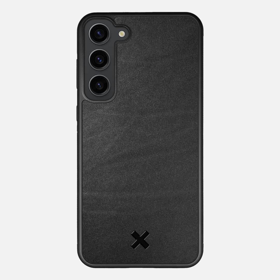 Charcoal Leather Case for the Samsung Galaxy S23 Plus featuring a Genuine Leather backer with the Keyway X Mark#Phone Model_Galaxy S23 Plus