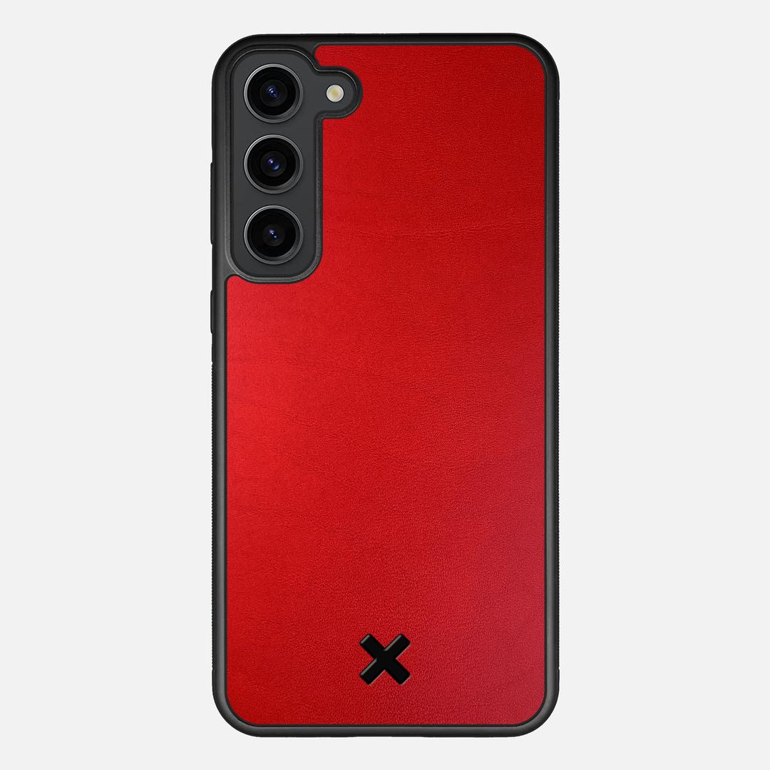 Crimson Leather Case for the Samsung Galaxy S23 Plus featuring a Genuine Leather backer with the Keyway X Mark#Phone Model_Galaxy S23 Plus