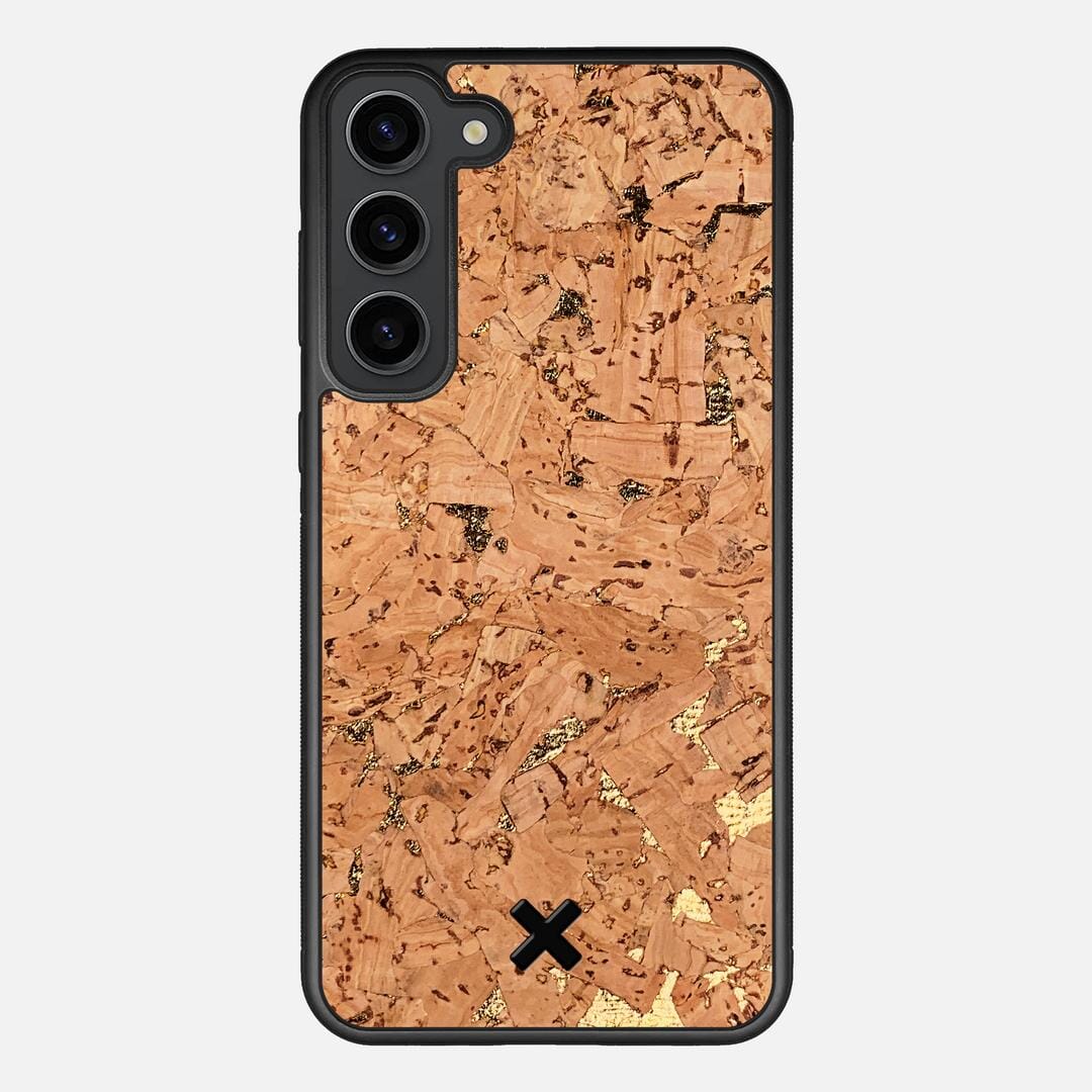 Gold Cork Case for the Samsung Galaxy S23 Plus featuring a Genuine Cork backer with the Keyway X Mark#Phone Model_Galaxy S23 Plus