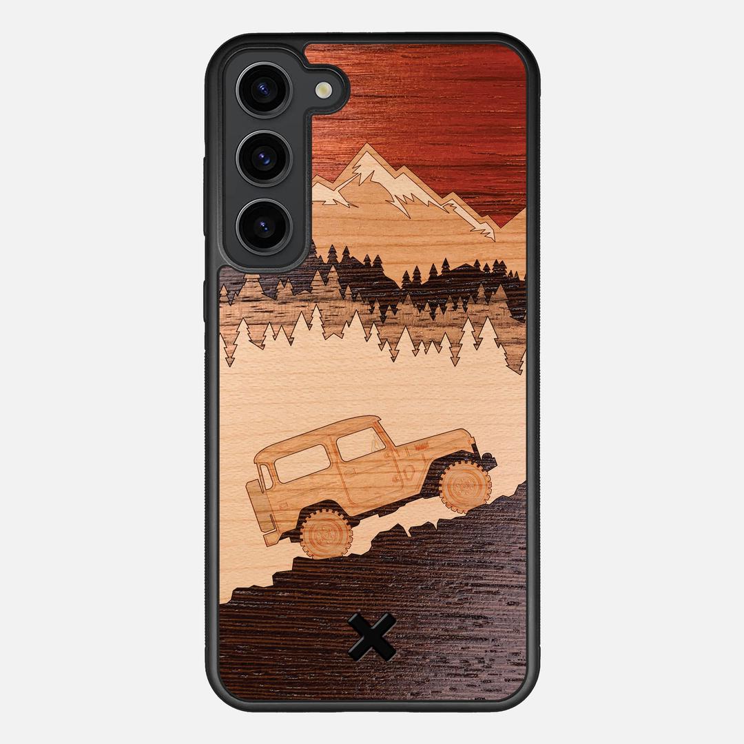 Off-Road Case for the Samsung Galaxy S23 Plus featuring a Padauk, Cherry, Maple, and Walnut Wood backer with the Keyway X Mark#Phone Model_Galaxy S23 Plus