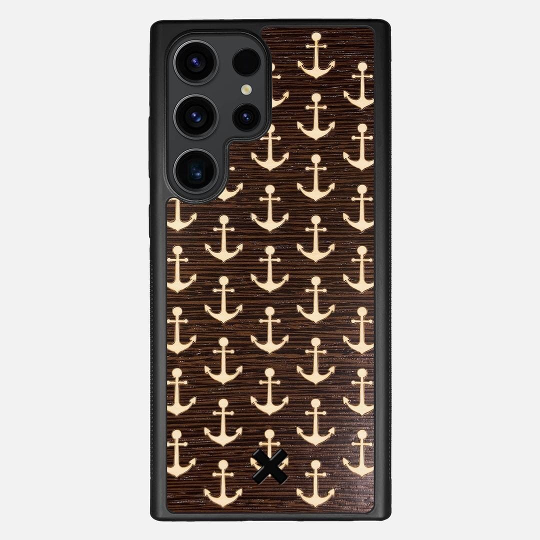 Anchor Case for the Samsung Galaxy S23 Ultra featuring a Maple and Wenge Wood backer with the Keyway X Mark#Phone Model_Galaxy S23 Ultra