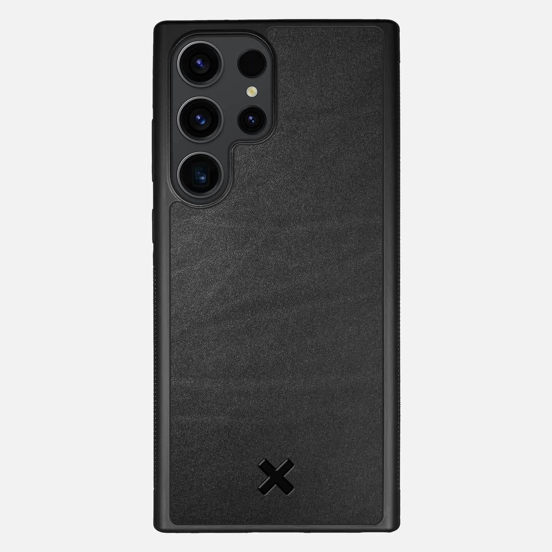 Charcoal Leather Case for the Samsung Galaxy S23 Ultra featuring a Genuine Leather backer with the Keyway X Mark#Phone Model_Galaxy S23 Ultra