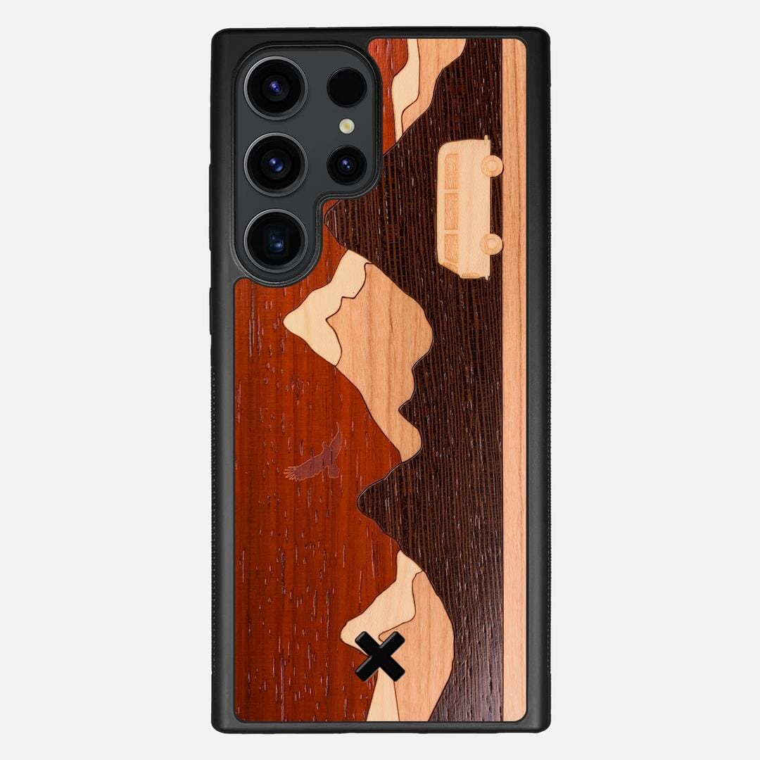 Cross Country Case for the Samsung Galaxy S23 Ultra featuring a Padauk, Maple, Cherry, and Wenge Wood backer with the Keyway X Mark#Phone Model_Galaxy S23 Ultra