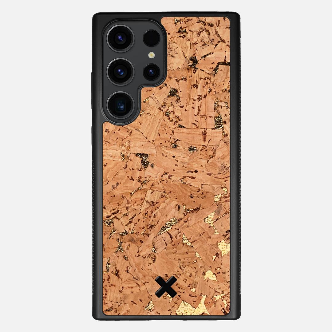 Gold Cork Case for the Samsung Galaxy S23 Ultra featuring a Genuine Cork backer with the Keyway X Mark#Phone Model_Galaxy S23 Ultra