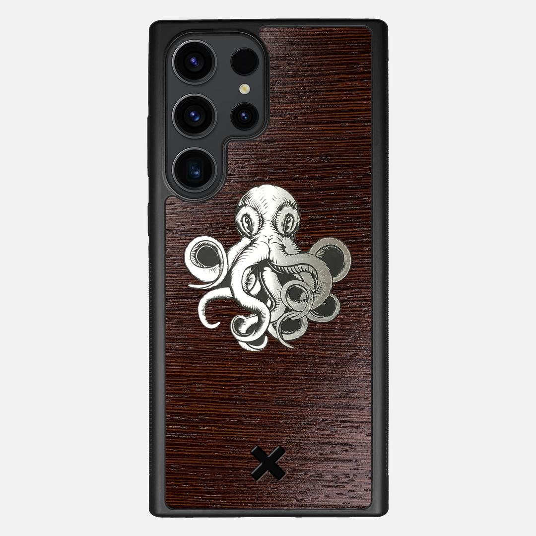 Prize Kraken Case for the Samsung Galaxy S23 Ultra featuring an Engraved Silver and Wenge Wood backer with the Keyway X Mark#Phone Model_Galaxy S23 Ultra