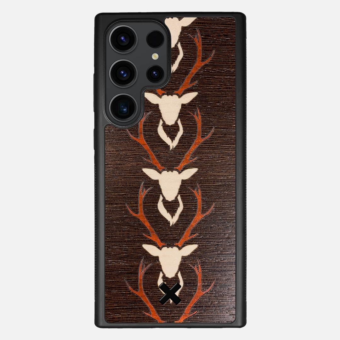 Stag Case for the Samsung Galaxy S23 Ultra featuring a Maple & Padauk Deer Inlay on a Wenge Wood backer with the Keyway X Mark#Phone Model_Galaxy S23 Ultra
