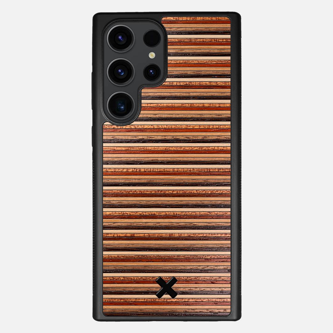 Strata Case for the Samsung Galaxy S23 Ultra featuring a Maple, Sapele, Padauk, Cherry, Walnut, and Wenge Wood backer with the Keyway X Mark#Phone Model_Galaxy S23 Ultra