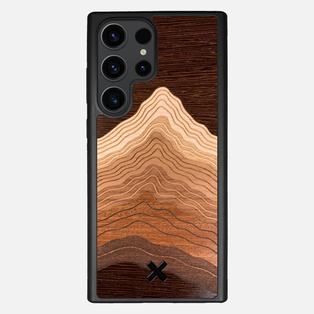 Summit Case for the Samsung Galaxy S23 Ultra featuring a mountain of Wenge, Maple, Cherry, and Sapele Wood backer with the Keyway X Mark#Phone Model_Galaxy S23 Ultra
