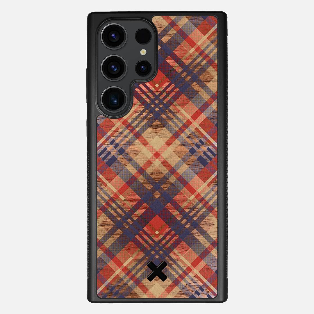 Tartan Case for the Samsung Galaxy S23 Ultra featuring a UV Printed Walnut Wood backer with the Keyway X Mark#Phone Model_Galaxy S23 Ultra
