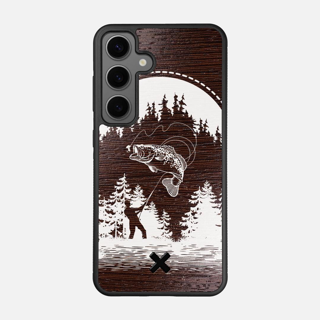 Angler Case for the Samsung Galaxy S24 featuring a UV Print and Wenge Wood backer with the Keyway X Mark#Phone Model_Galaxy S24