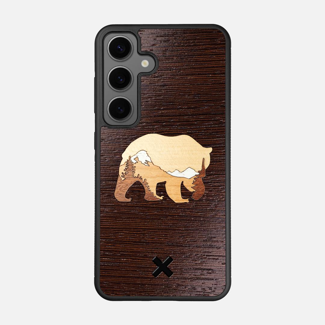 Bear Mountain Case for the Samsung Galaxy S24 featuring a Wenge, Maple, Cherry, and Sapele Wood backer with the Keyway X Mark#Phone Model_Galaxy S24