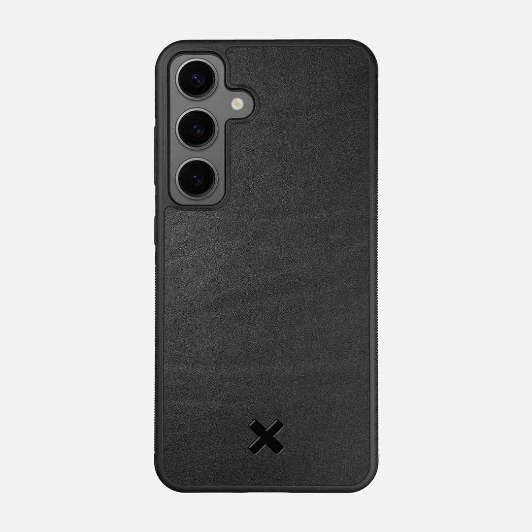 Charcoal Leather Case for the Samsung Galaxy S24 featuring a Genuine Leather backer with the Keyway X Mark#Phone Model_Galaxy S24
