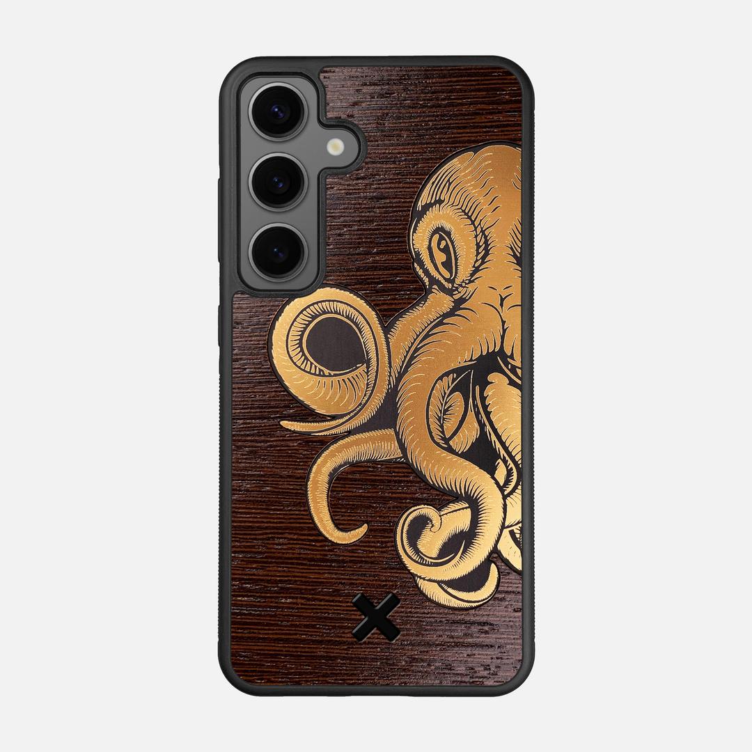 Kraken 2 Case for the Samsung Galaxy S24 featuring an Engraved Gold and Wenge Wood backer with the Keyway X Mark#Phone Model_Galaxy S24