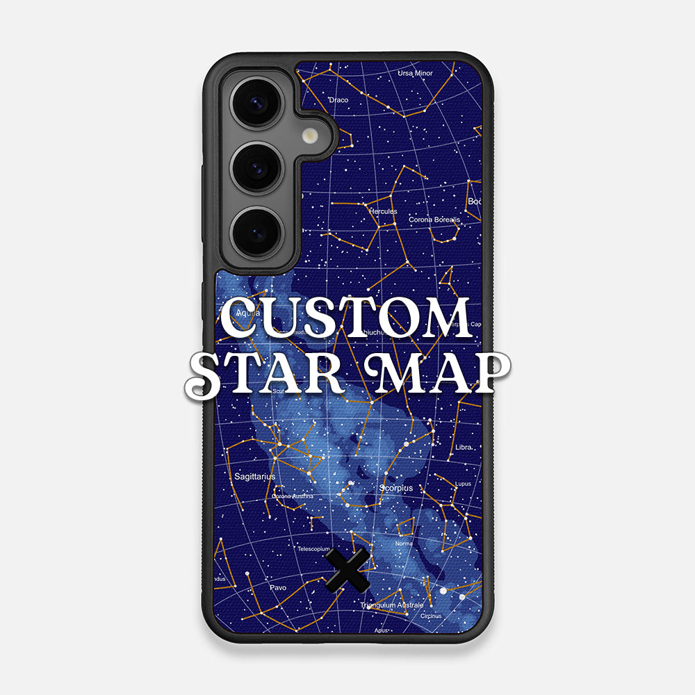 Front view of the Custom Star Map Printed Canvas Galaxy S24 Case by Keyway Designs