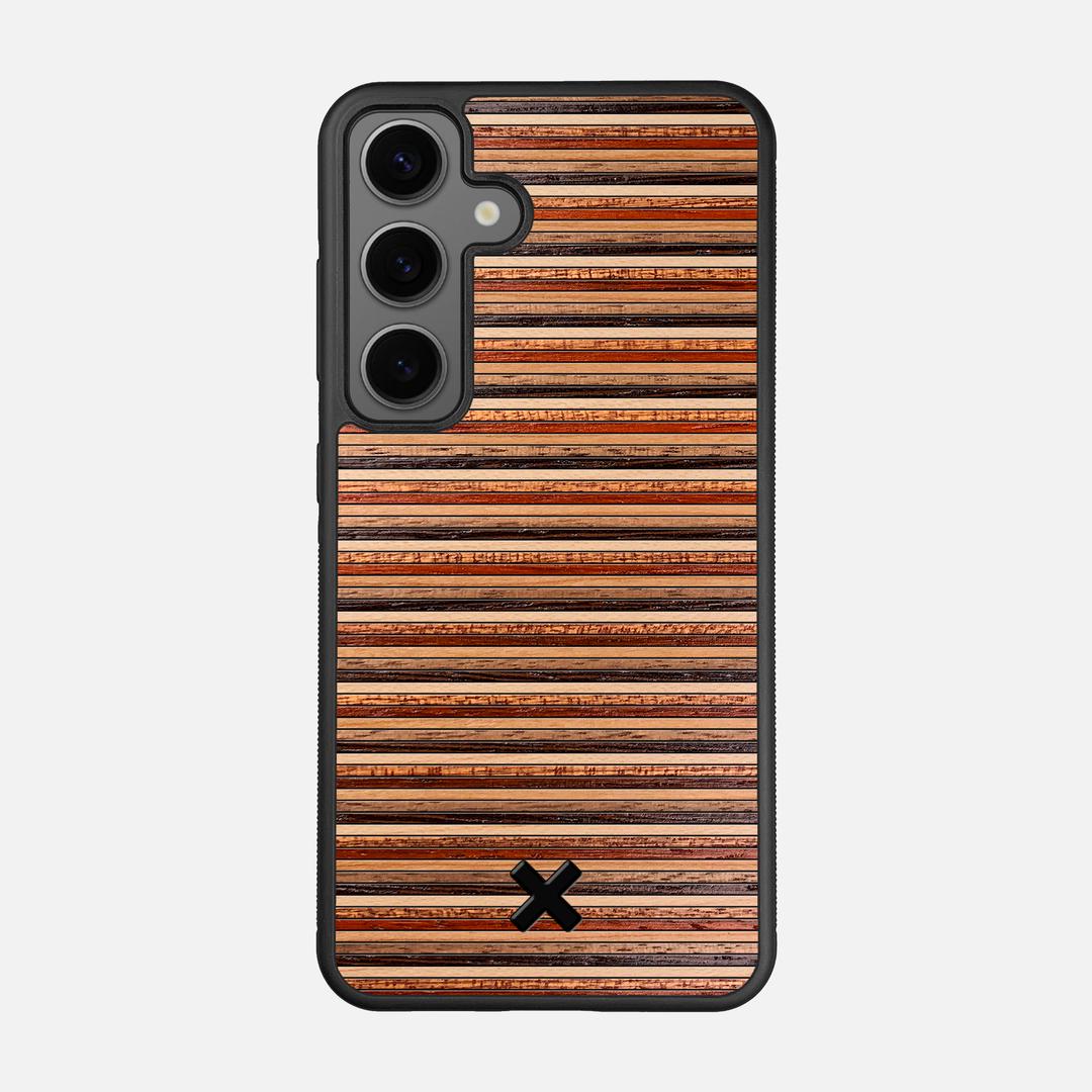 Strata Case for the Samsung Galaxy S24 featuring a Maple, Sapele, Padauk, Cherry, Walnut, and Wenge Wood backer with the Keyway X Mark#Phone Model_Galaxy S24