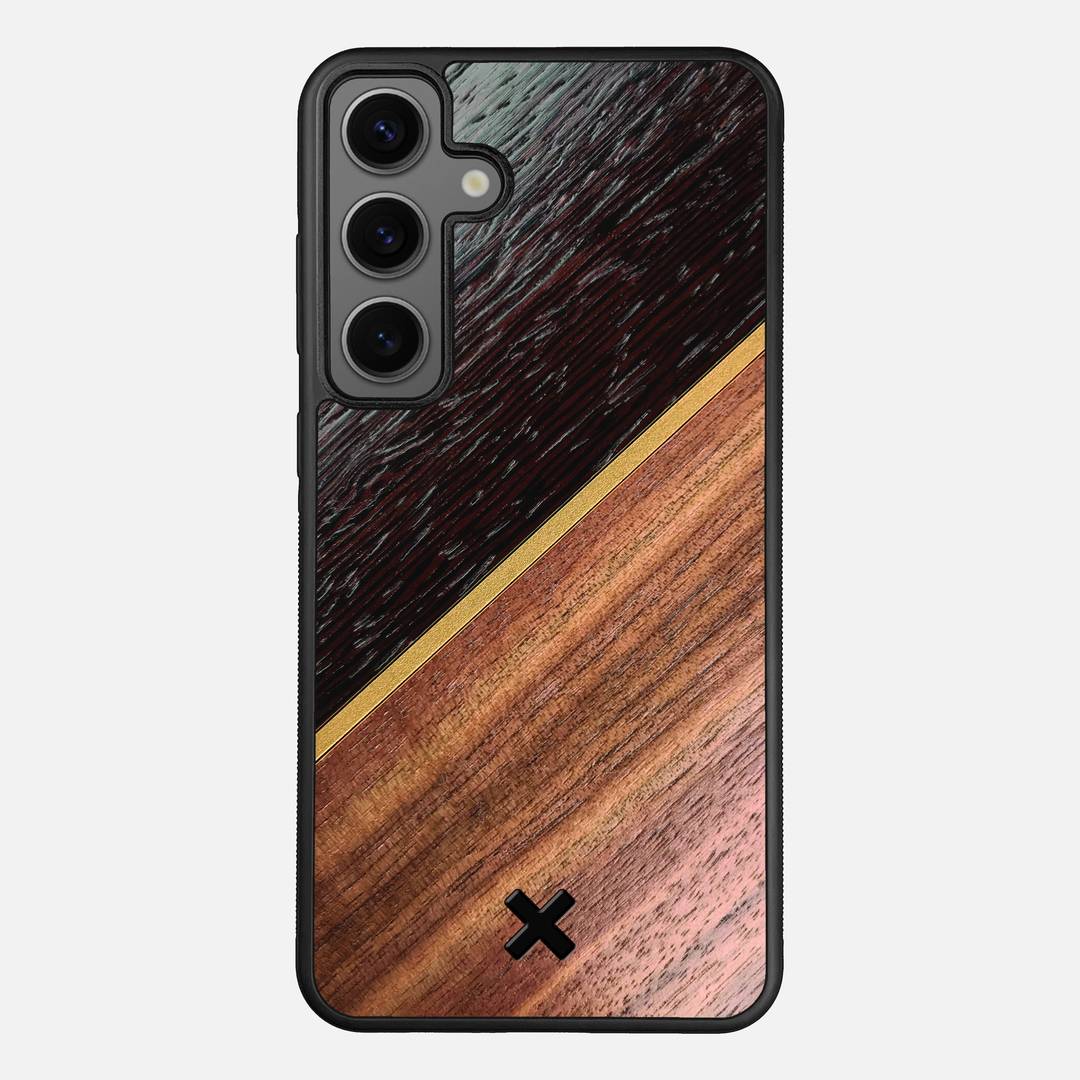 Alium Case for the Samsung Galaxy S24 Plus featuring a Wenge, Gold, and Walnut Wood backer with the Keyway X Mark#Phone Model_Galaxy S24 Plus
