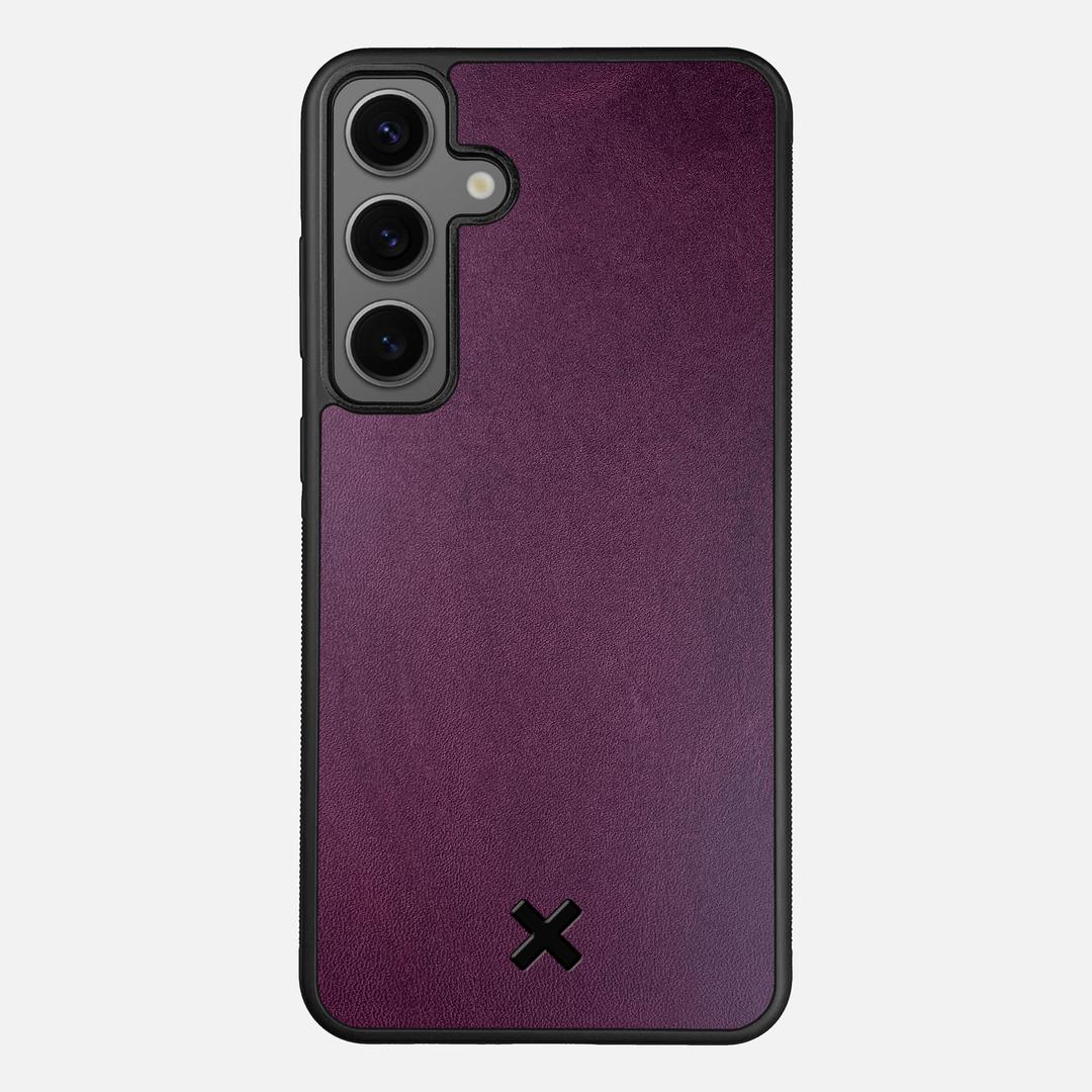Plum Leather Case for the Samsung Galaxy S24 Plus featuring a Genuine Leather backer with the Keyway X Mark#Phone Model_Galaxy S24 Plus
