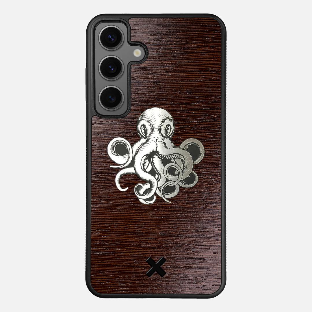 Prize Kraken Case for the Samsung Galaxy S24 Plus featuring an Engraved Silver and Wenge Wood backer with the Keyway X Mark#Phone Model_Galaxy S24 Plus