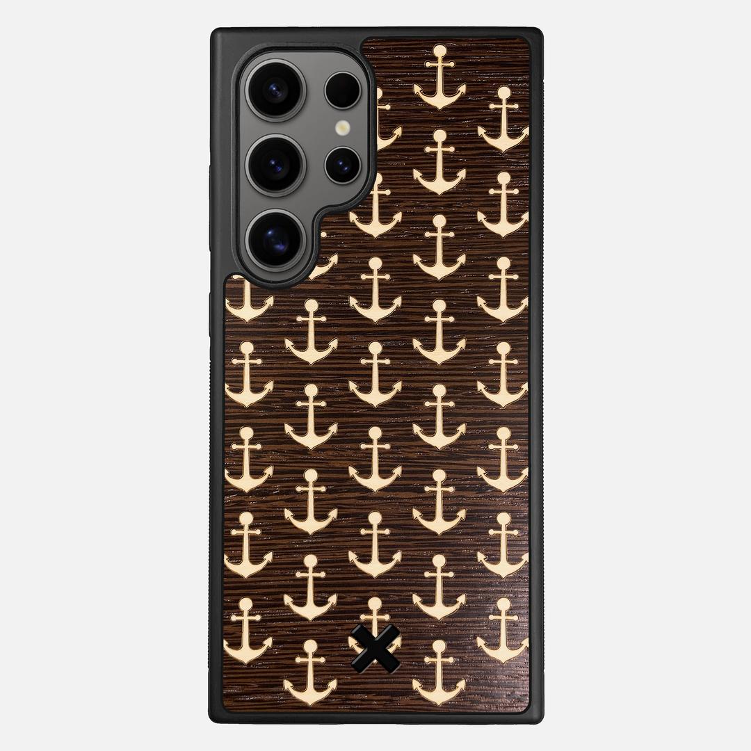 Anchor Case for the Samsung Galaxy S24 Ultra featuring a Maple and Wenge Wood backer with the Keyway X Mark#Phone Model_Galaxy S24 Ultra