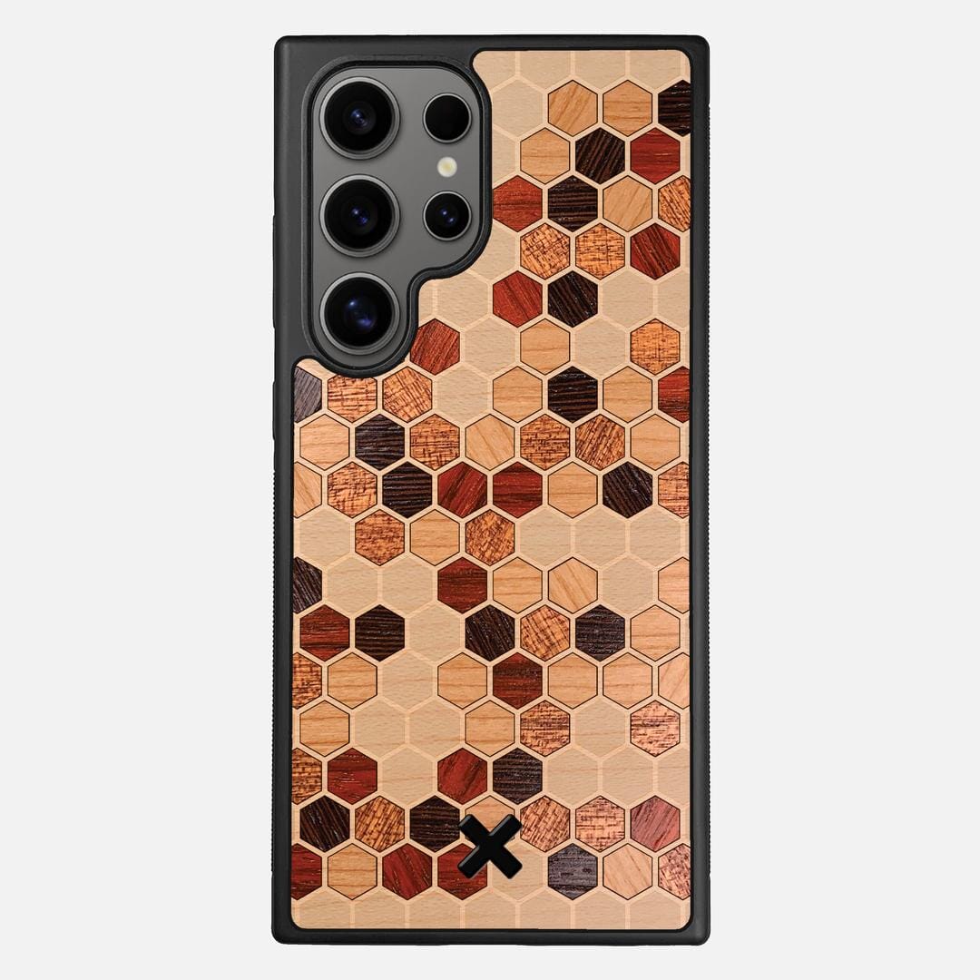 Cellular Case for the Samsung Galaxy S24 Ultra featuring a Maple, Cherry, Sapele, Padauk, and Wenge Wood backer with the Keyway X Mark#Phone Model_Galaxy S24 Ultra