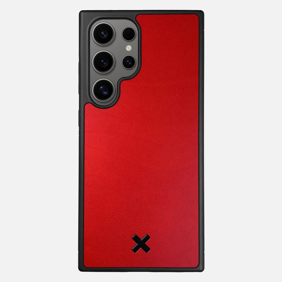 Crimson Leather Case for the Samsung Galaxy S24 Ultra featuring a Genuine Leather backer with the Keyway X Mark#Phone Model_Galaxy S24 Ultra