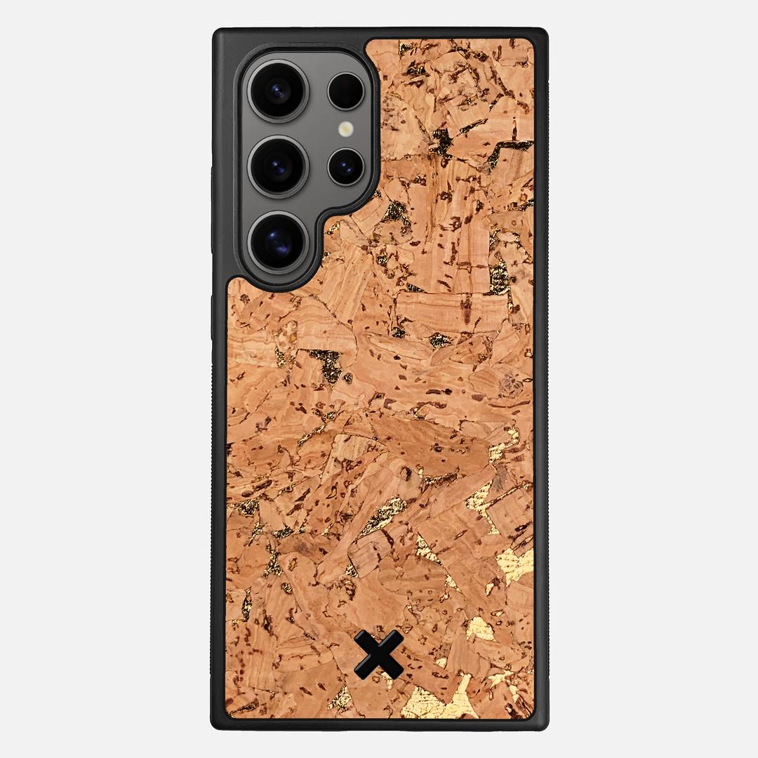 Gold Cork Case for the Samsung Galaxy S24 Ultra featuring a Genuine Cork backer with the Keyway X Mark#Phone Model_Galaxy S24 Ultra