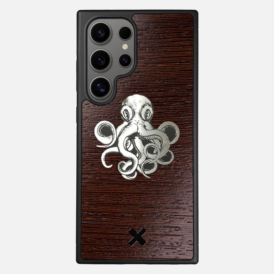 Prize Kraken Case for the Samsung Galaxy S24 Ultra featuring an Engraved Silver and Wenge Wood backer with the Keyway X Mark#Phone Model_Galaxy S24 Ultra