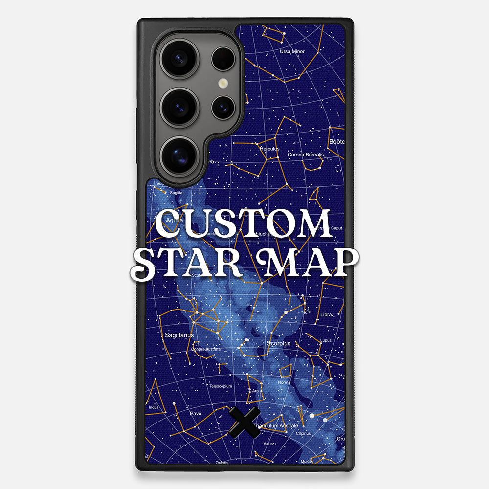 Front view of the Custom Star Map Printed Canvas Galaxy S24 Ultra Case by Keyway Designs