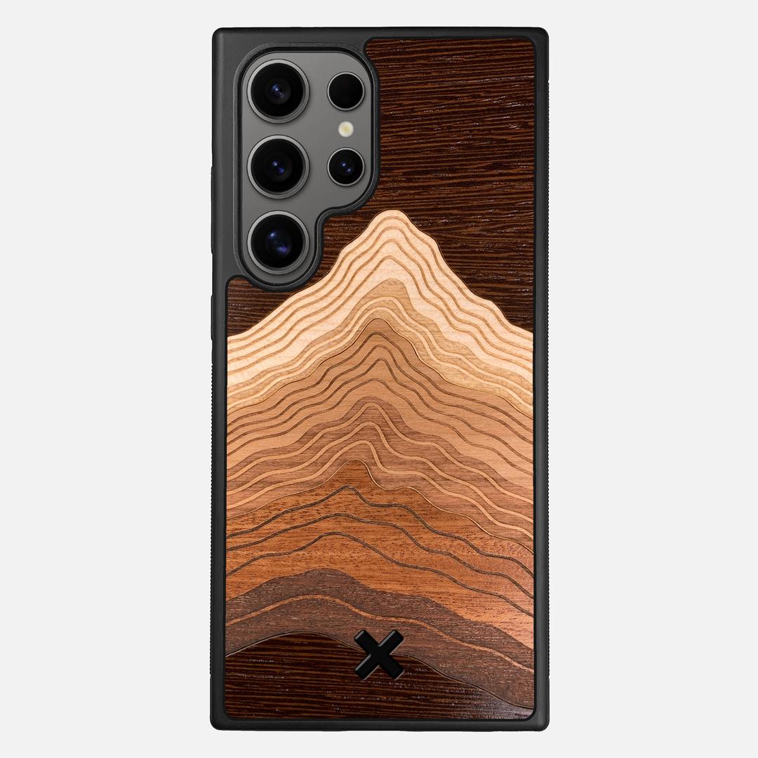 Summit Case for the Samsung Galaxy S24 Ultra featuring a mountain of Wenge, Maple, Cherry, and Sapele Wood backer with the Keyway X Mark#Phone Model_Galaxy S24 Ultra
