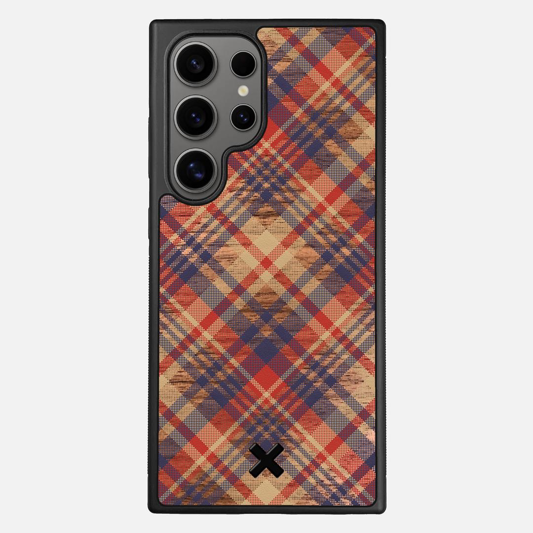 Tartan Case for the Samsung Galaxy S24 Ultra featuring a UV Printed Walnut Wood backer with the Keyway X Mark#Phone Model_Galaxy S24 Ultra